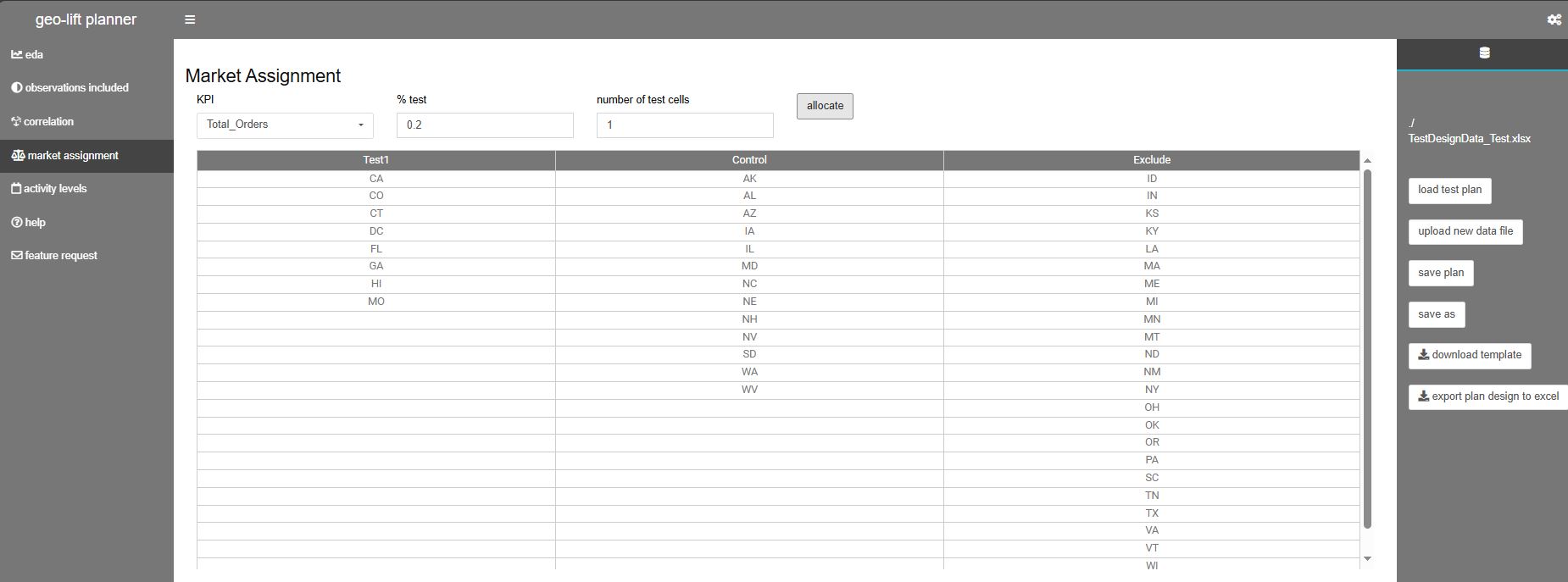 Region TestStatus sheet
