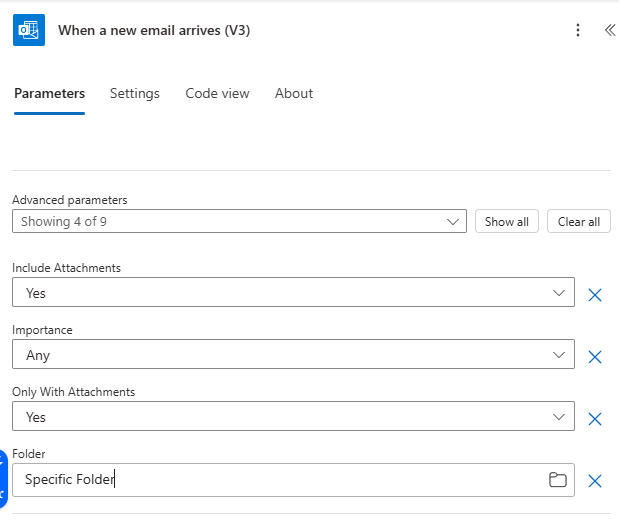 Sample email filters for a specific folder